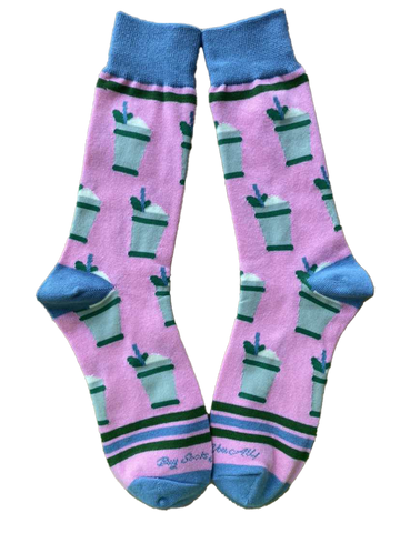 Mint Julep Cups in Pink Men's Socks