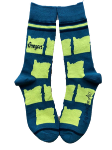 Oregon Shapes in Green and Yellow Men's Socks
