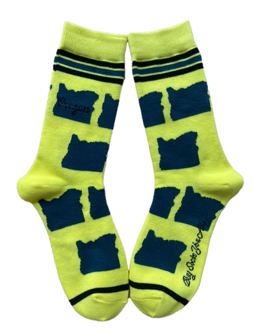 Oregon Shapes in Green and Yellow Women's Socks