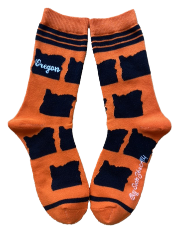 Oregon Shapes in Orange and Black Women's Socks