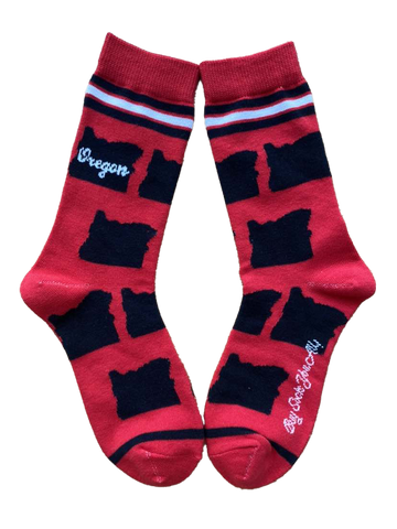 Oregon Shapes in Black and Red Women's Socks