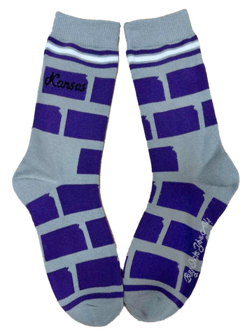 Kansas State Shapes in Purple and Grey Womens Socks