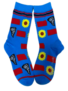 Kansas State Shapes Tornadoes and Sunflowers Womens Socks