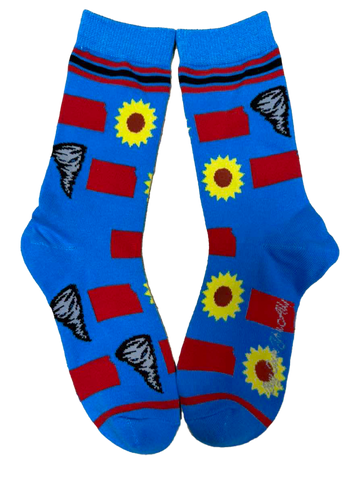 Kansas State Shapes Tornadoes and Sunflowers Womens Socks