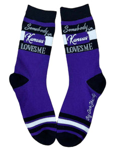 Somebody in Kansas Loves Me in Purple and Black Womens Socks