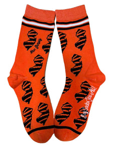 New Jersey Shapes in Orange and Tiger Stripes Womens Socks