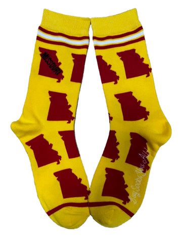 Missouri State Shapes in Red and Yellow Womens Socks