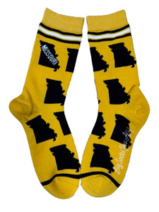 Missouri State Shapes in Black and Yellow Womens Socks