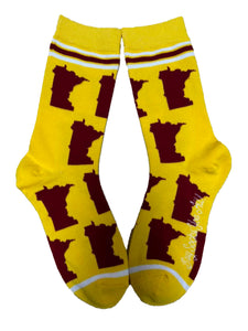 Minnesota Shapes in Maroon and Gold Womens Socks