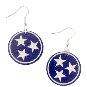 Tennessee Blue and White Tri-Star Earrings