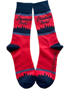 Cleveland Rocks Skyline in Red and Black Men's Socks