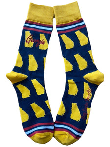 Georgia Shapes in Navy and Gold Men's Socks