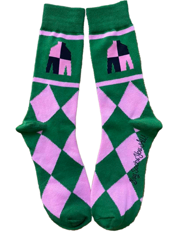 Derby Silks in Green and Pink Men's Socks