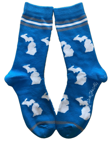 Michigan Shapes in Blue and White Women's Socks
