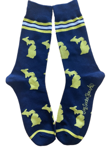 Michigan Shapes in Blue and Yellow Men's Socks