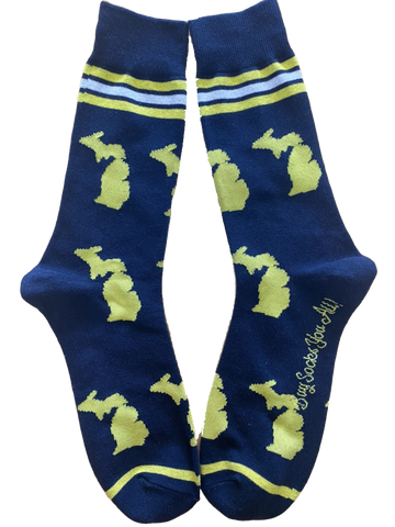 Michigan Shapes in Blue and Yellow Men's Socks