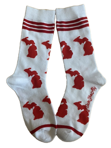 Michigan Shapes in Red and White Women's Socks