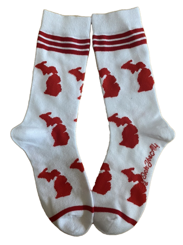 Michigan Shapes in Red and White Women's Socks